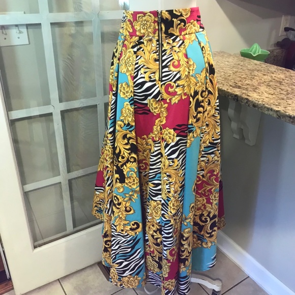 NWT stunning fleur-de-lis ⚜️ animal print overlay maxi skirt - Picture 5 of 15